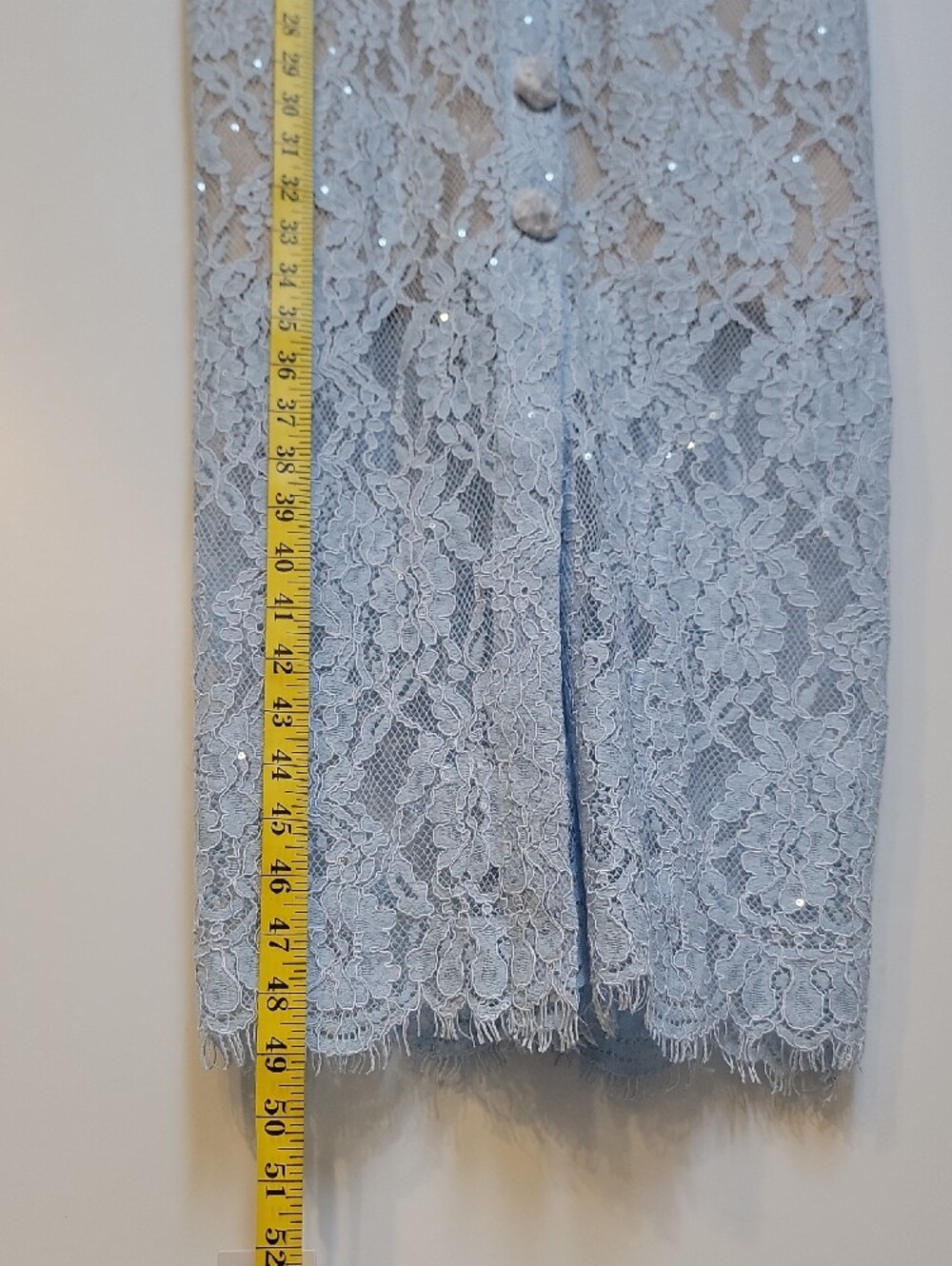 Self-Portrait Pale Blue Lace Button-Through Midi Dress - Picture 14 of 15